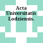 Acta Universitatis Lodziensis.