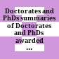 Doctorates and PhDs : summaries of Doctorates and PhDs awarded by the University of Aarhus in ...