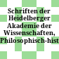 Schriften der Heidelberger Akademie der Wissenschaften, Philosophisch-historische Klasse