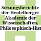 Sitzungsberichte der Heidelberger Akademie der Wissenschaften, Philosophisch-Historische Klasse